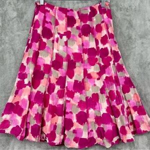 NIC+ZOE NWT Vibrant Pink Magenta Grey A-Line Pleated MIDI Skirt Abstract Sz 2